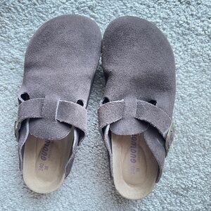Chocolate Brown Suede Slip-On Clogs